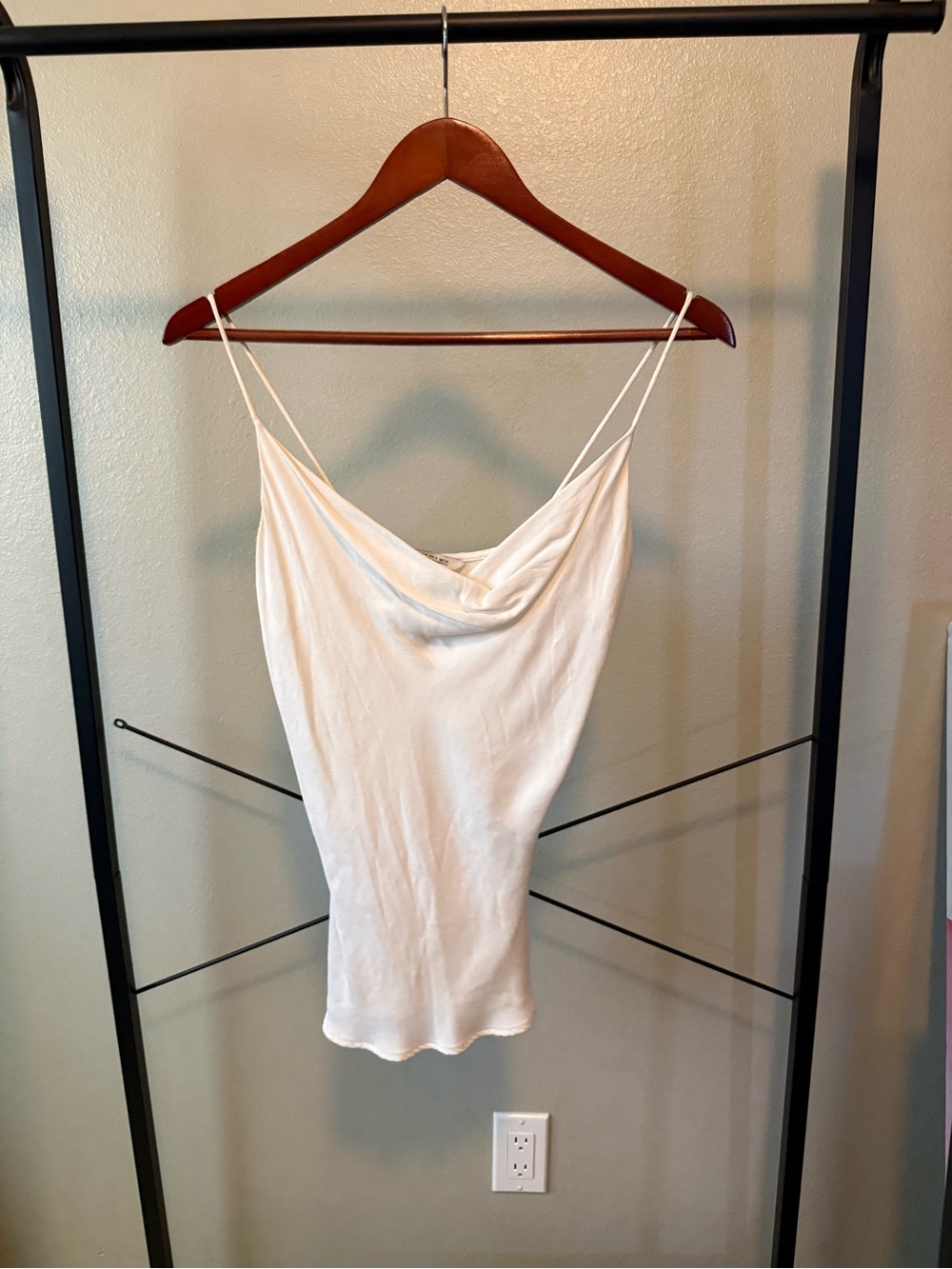 Zara Ivory Cowl Neck Spaghetti Strap Camisole